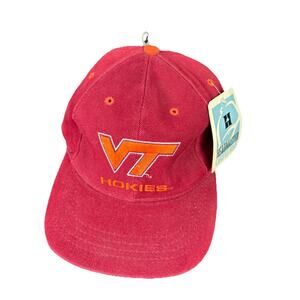 90s Vtg Virginia Tech Hokies VT Orange Adjustable Strapback Hat Cap Headmaster